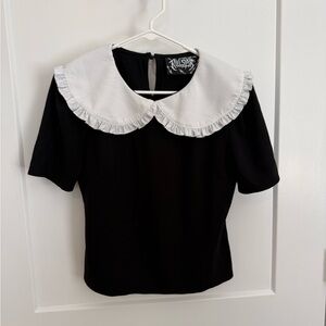Black and white collared Killstar shirt